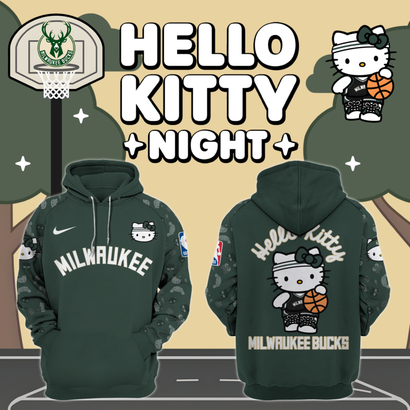 Women’s Nike Milwaukee Bucks x Hello Kitty Night 2024 Premium Limited Pullover Hoodie