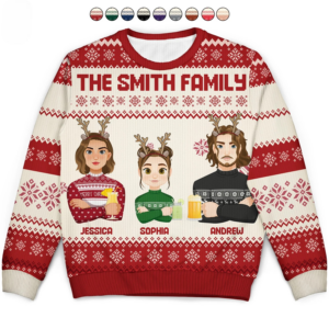 Flat Art - Christmas, Funny Gif Personalized Unisex Sweater