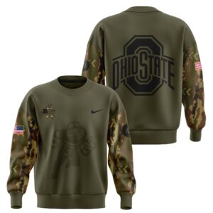 Ohio State Buckeyes Nike Camo 2024 Salute to Service Club Fleece Pullover Sweatshirt