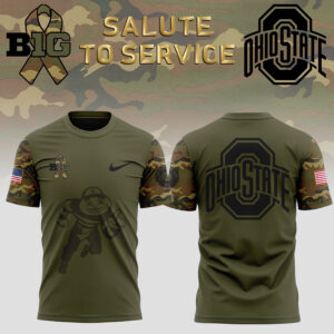 Men's Ohio State Buckeyes Nike Camo 2024 Salute to Service Club Fleece Pullover Shirt