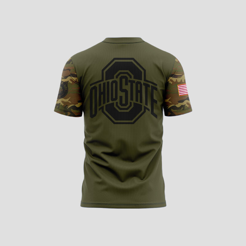 Men's Ohio State Buckeyes Nike Camo 2024 Salute to Service Club Fleece Pullover Shirt - Image 3
