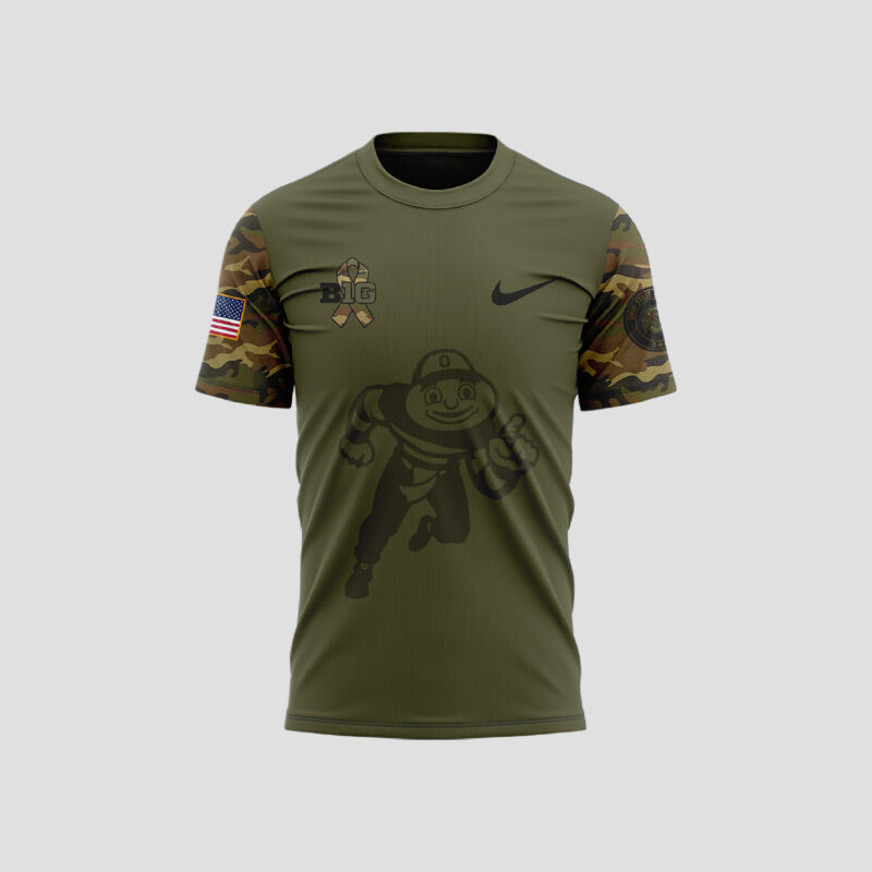 Men's Ohio State Buckeyes Nike Camo 2024 Salute to Service Club Fleece Pullover Shirt - Image 2