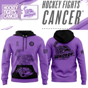 Toledo Walleye x Hockey Fights Cancer 2024 Pullover Hoodie