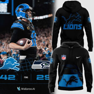 Men's Fanatics Black Detroit Lions Alternate Helmet Pullover Hoodieb