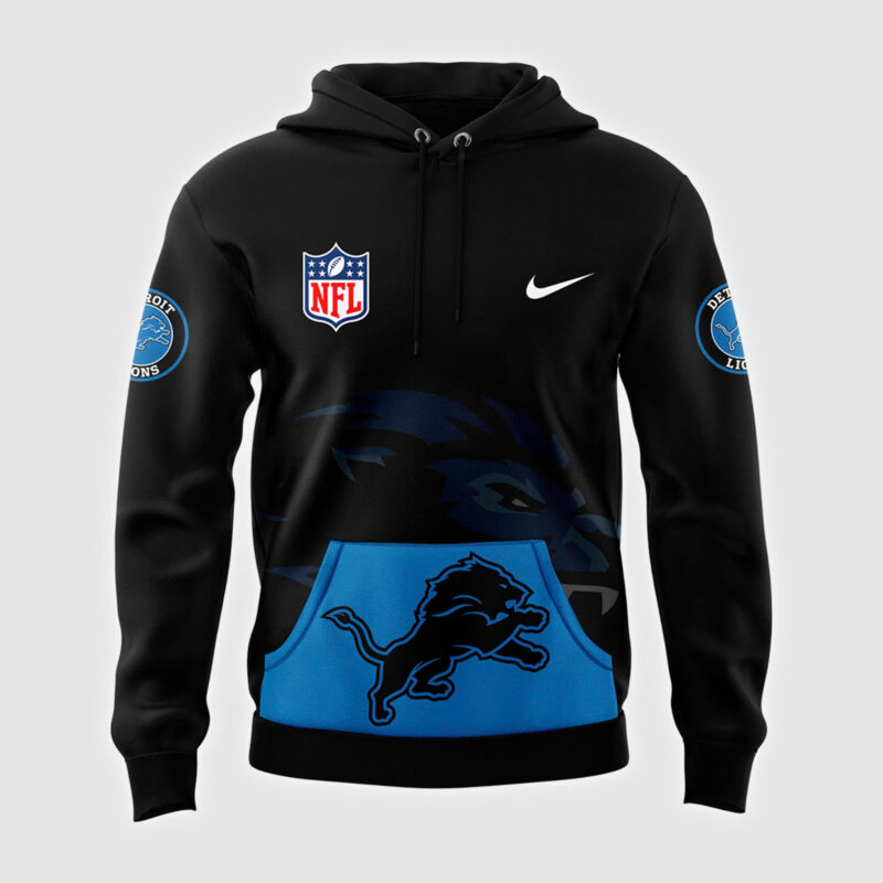 Men's Fanatics Black Detroit Lions Alternate Helmet Pullover Hoodieb - Image 2