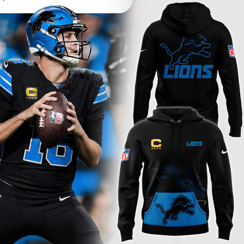Men's Fanatics Black Detroit Lions Alternate Helmet Pullover Hoodie V2