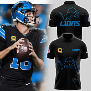 Men's Cutter & Buck Black Detroit Lions Prospect Textured Stretch Polo V2