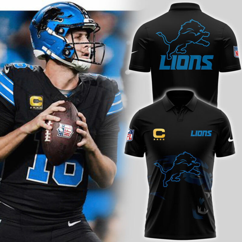 Men's Cutter & Buck Black Detroit Lions Prospect Textured Stretch Polo V2