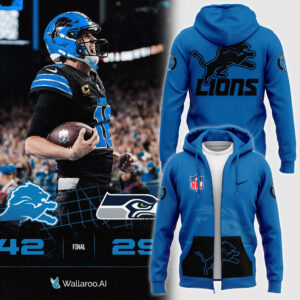Men's Fanatics Blue Detroit Lions Alternate Helmet Pullover Zip Hoodie