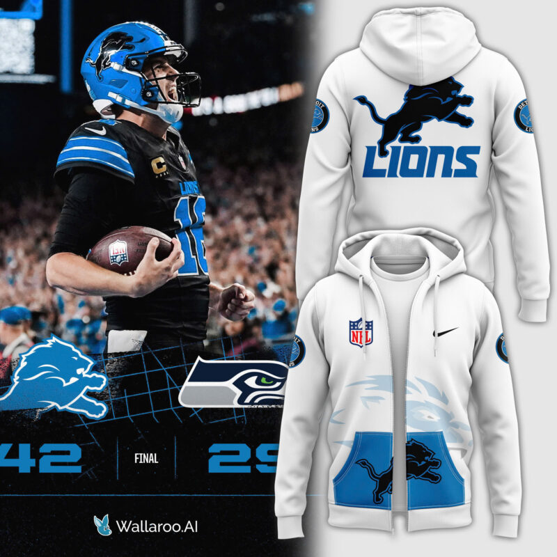 Men's Fanatics White Detroit Lions Alternate Helmet Pullover Zip Hoodie