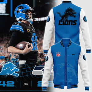 Men's NFL Pro Line by JH Design Blue Detroit Lions Full-Bomber Lightweight Jacket