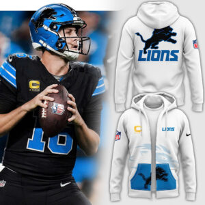 Men's Fanatics White Detroit Lions Alternate Helmet Pullover Zip Hoodie V2