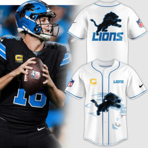 Men's White Detroit Lions Baseball Jersey V2