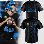 Men's Black Detroit Lions Baseball Jersey V2
