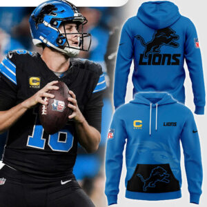 Men's Fanatics Blue Detroit Lions Alternate Helmet Pullover Hoodie V2
