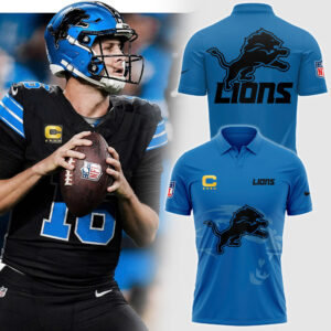 Men's Cutter & Buck Blue Detroit Lions Prospect Textured Stretch Polo V2