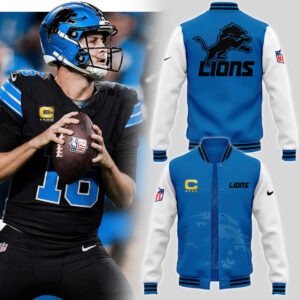Men's NFL Pro Line by JH Design Blue Detroit Lions Full-Bomber Lightweight Jacket V2