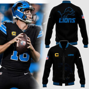 Men's NFL Pro Line by JH Design Black Detroit Lions Full-Bomber Lightweight Jacket V2