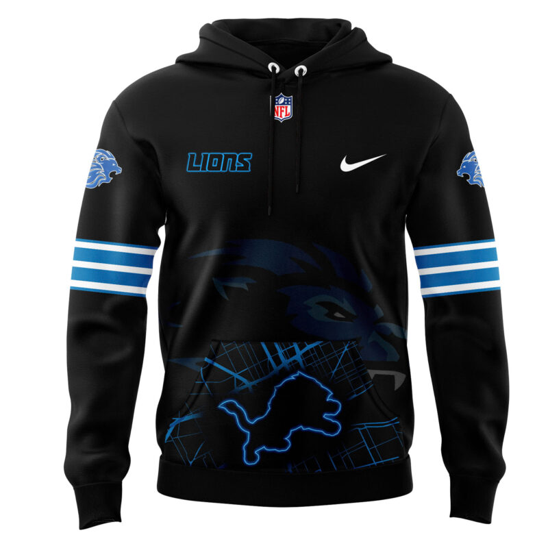 Men’s Fanatics Black Detroit Lions Alternate Helmet Pullover 2024 Hoodie - Image 2