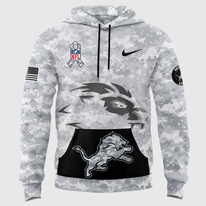 Men's Nike Arctic Camo Detroit Lions 2024 Salute to Service Club Fleece Pullover Hoodie - Image 2