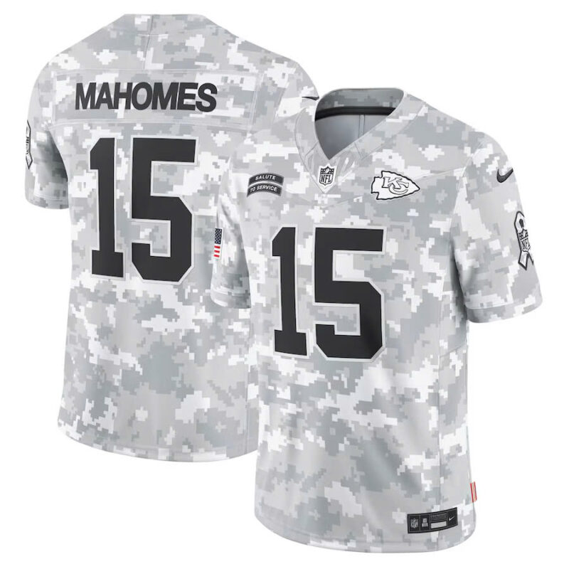 Men's Nike Patrick Mahomes Arctic Camo Kansas City Chiefs 2024 Salute to Service Limited Personalized Jersey