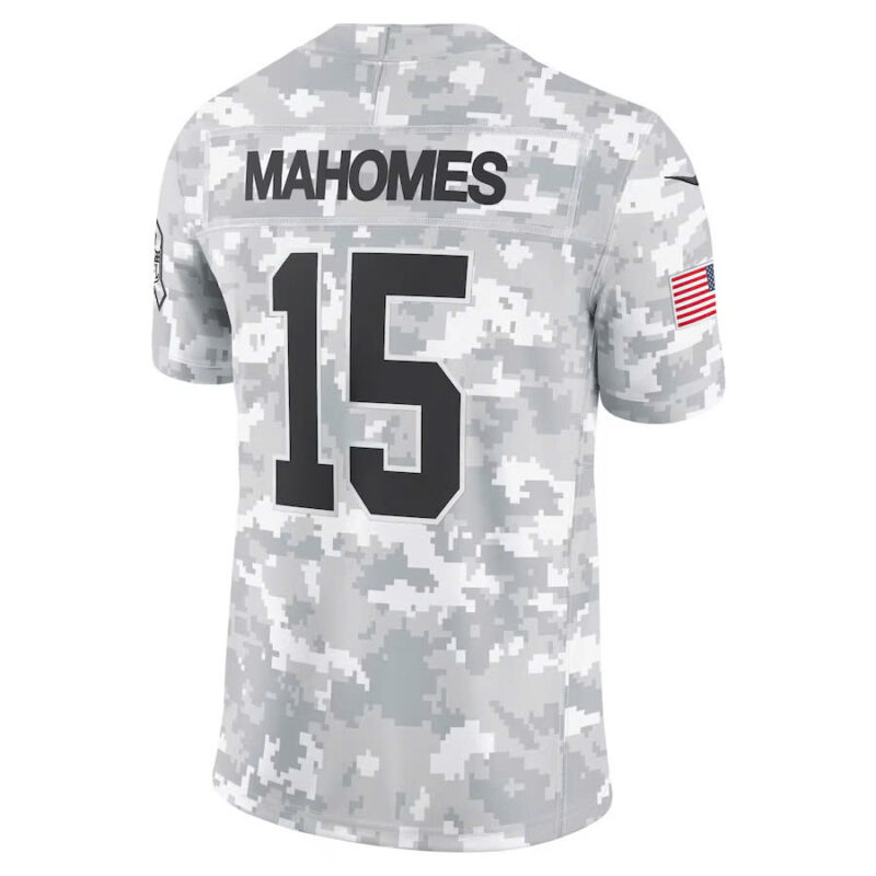 Men's Nike Patrick Mahomes Arctic Camo Kansas City Chiefs 2024 Salute to Service Limited Personalized Jersey - Image 3