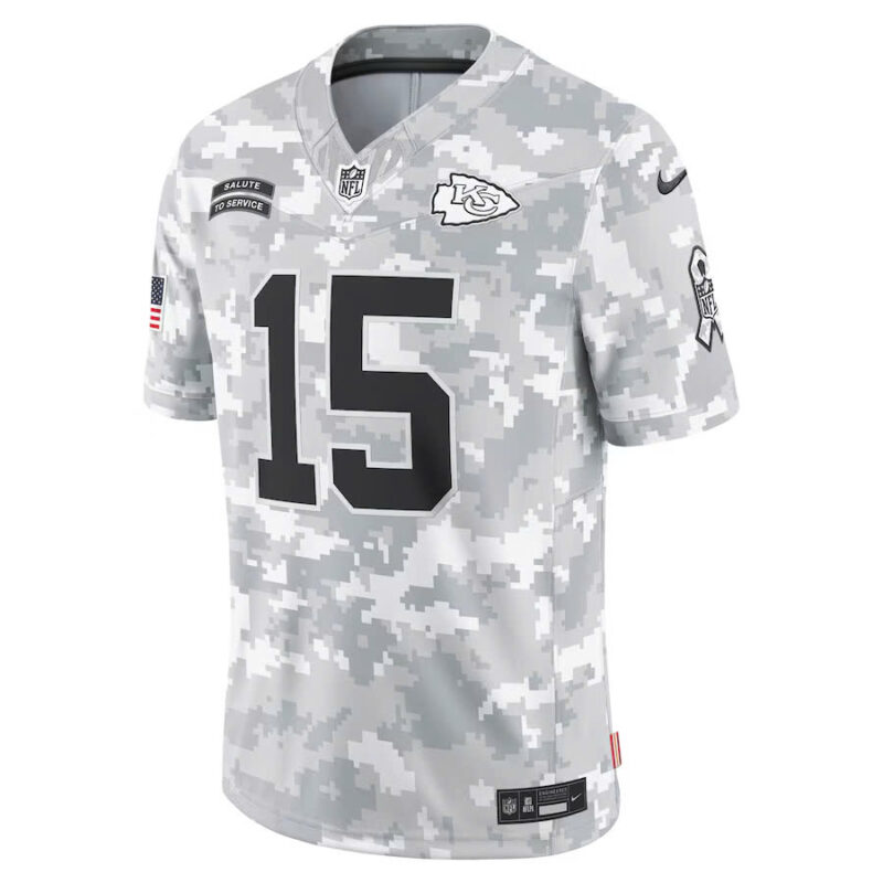 Men's Nike Patrick Mahomes Arctic Camo Kansas City Chiefs 2024 Salute to Service Limited Personalized Jersey - Image 2