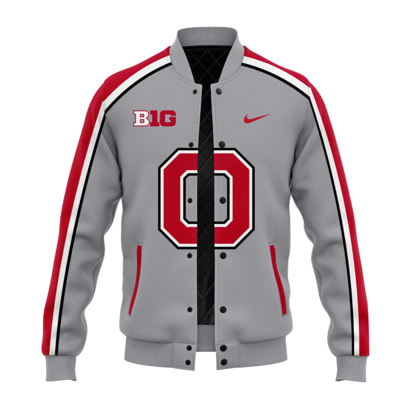 Men’s Ohio State Buckeyes Nike Gray Game Bomber Jacket - Image 2