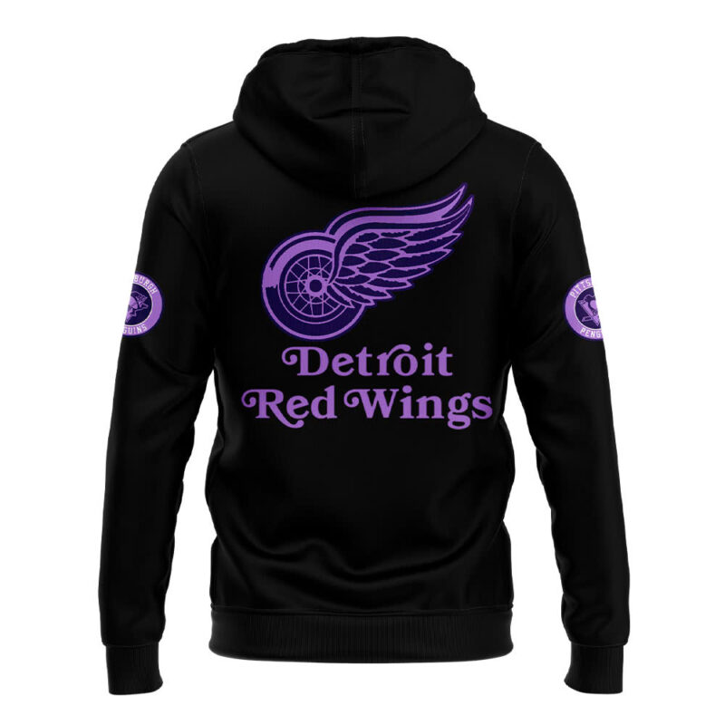 Detroit Red Wings x Hockey Fights Cancer 2024 Hoodie - Image 3