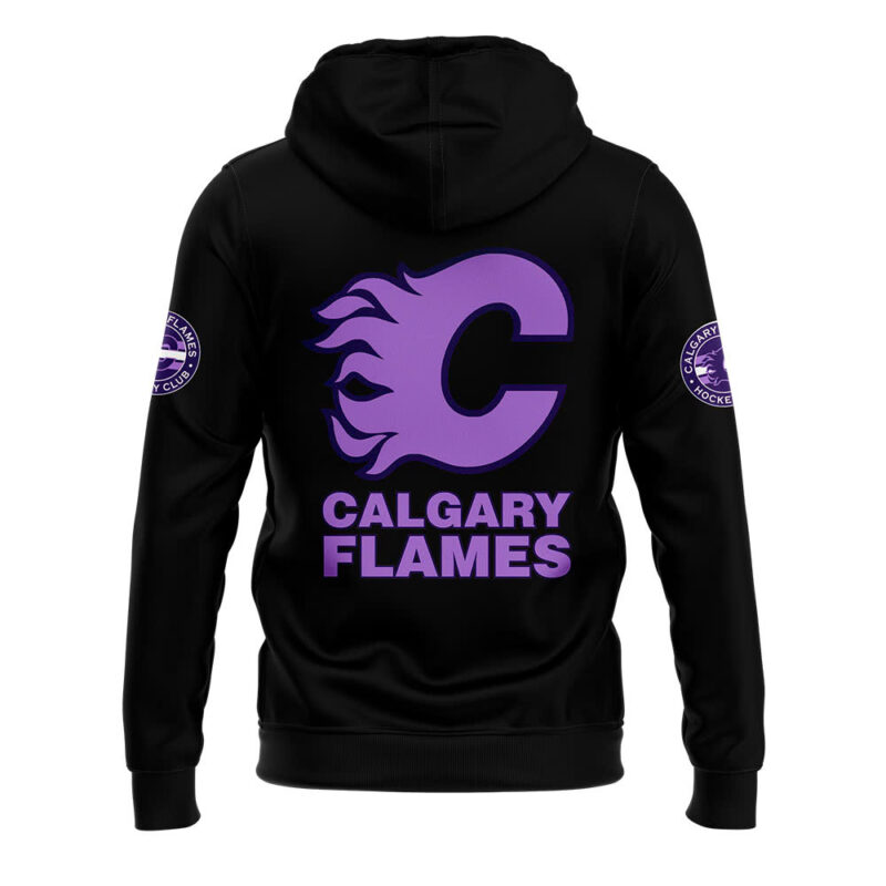 Calgary Flames "Hockey Fight Cancer" 2024 Hoodie - Image 3
