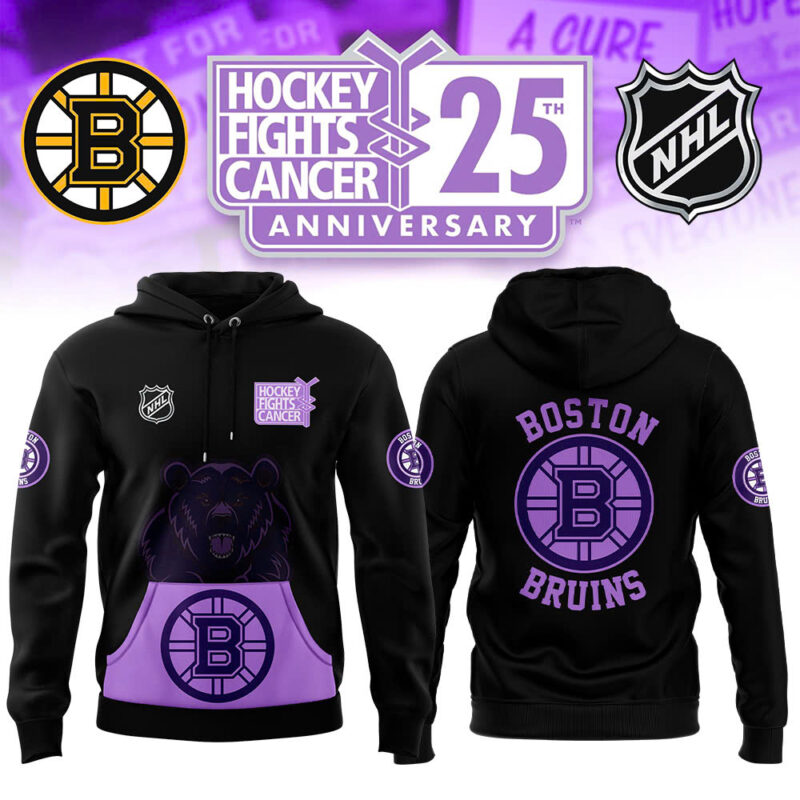 Boston Bruins x Hockey Fights Cancer 2024 Hoodie
