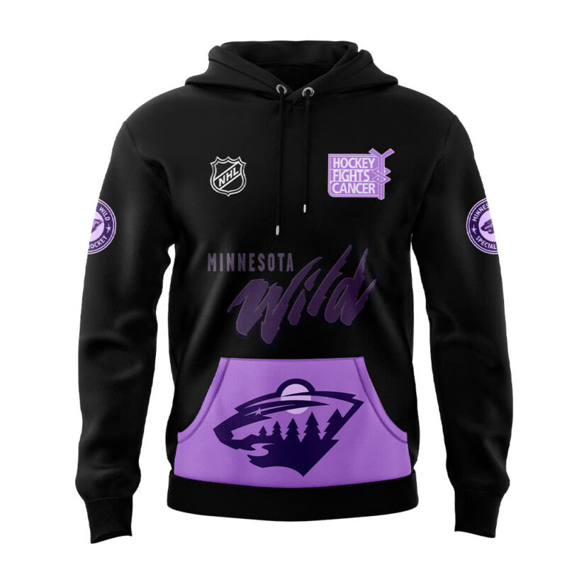 Minnesota Wild x Hockey Fights Cancer 2024 Hoodie - Image 2