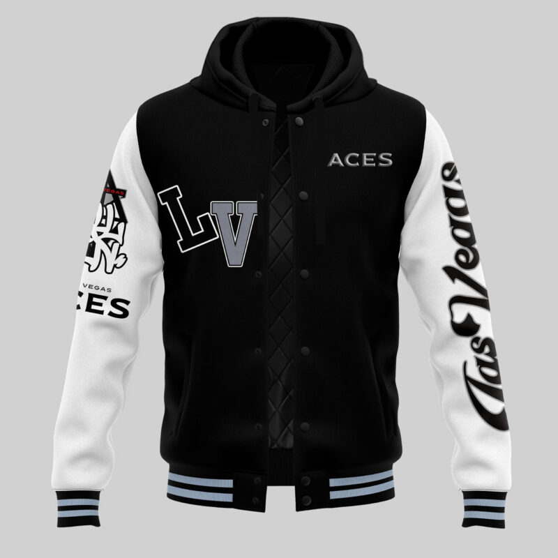 Las Vegas Aces Hooded Letterman Jacket - Image 2