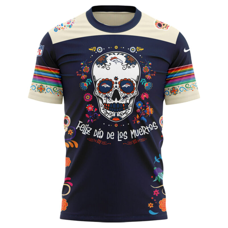 Denver Broncos NFL Dia De Los Muertos Premium Limited Tee - Image 2