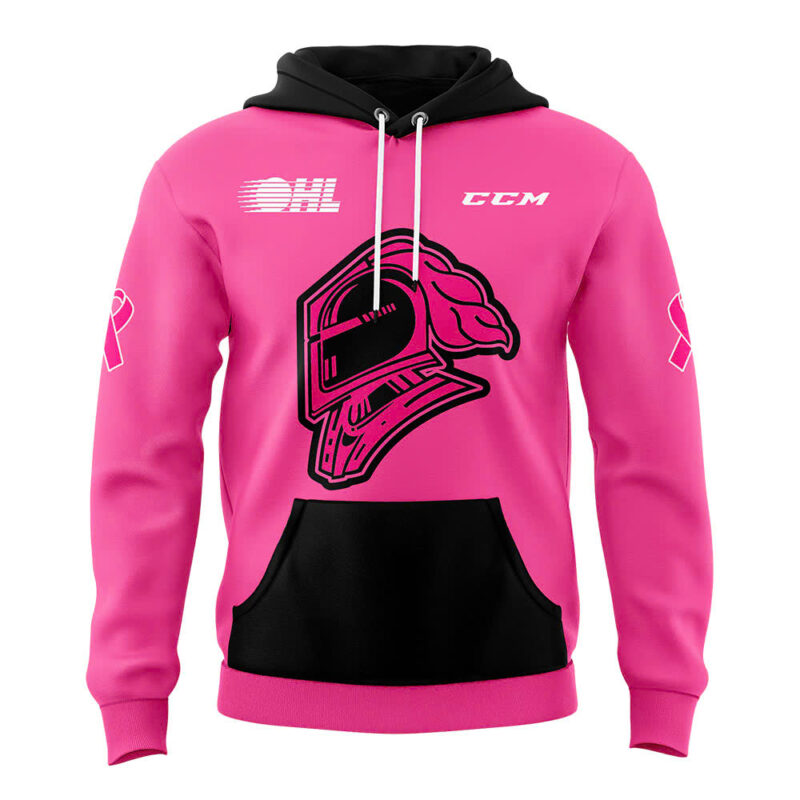 London Knights x Pink in the Rink Night 2024 Pullover Hoodie - Image 2