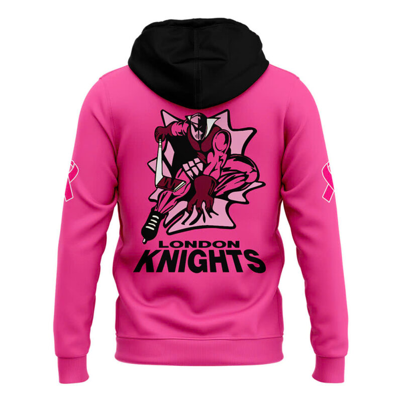 London Knights x Pink in the Rink Night 2024 Pullover Hoodie - Image 3