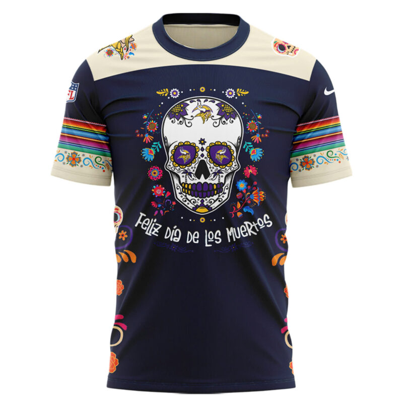 Minnesota Vikings 2024 NFL Dia De Los Muertos Premium Limited Tee - Image 2