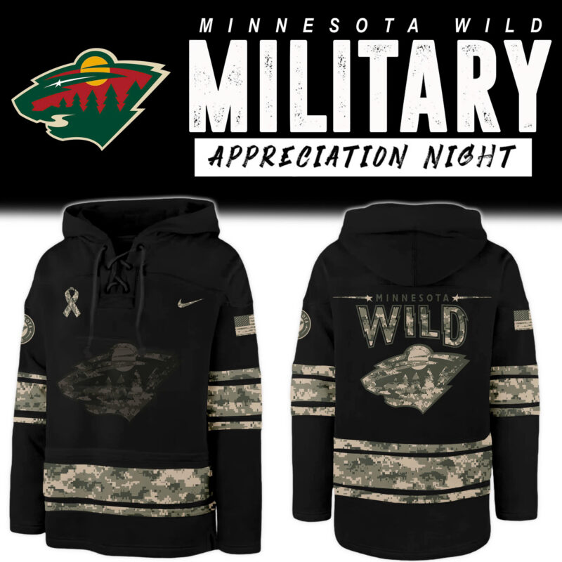 Minnesota Wild x 2024 Military Appreciation Night Lace Up Hoodie