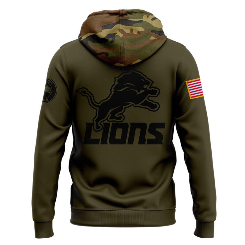 Men’s Detroit Lions Nike Camo 2024 Salute to Service Club Fleece Pullover Zip Hoodie - Image 3