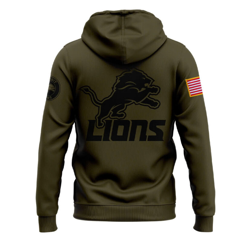Men’s Detroit Lions Nike Camo 2024 Salute to Service Club Fleece Pullover Hoodie Zip Hoodie - Image 3