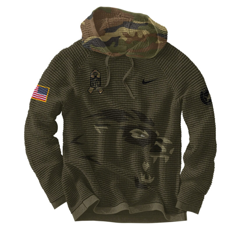 Unisex’s Detroit Lions Nike Camo 2024 Salute to Service Waffle Hoodie - Image 2