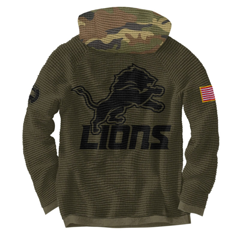 Unisex’s Detroit Lions Nike Camo 2024 Salute to Service Waffle Hoodie - Image 3