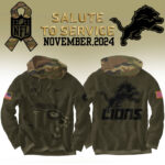 Unisex’s Detroit Lions Nike Camo 2024 Salute to Service Waffle Hoodie