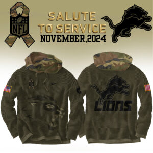 Unisex’s Detroit Lions Nike Camo 2024 Salute to Service Waffle Hoodie