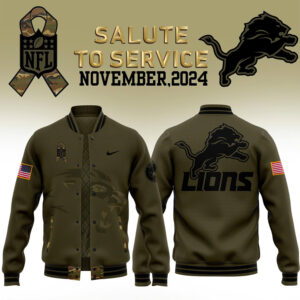 Men’s Detroit Lions Nike Camo 2024 Salute to Service Bomber Jacket