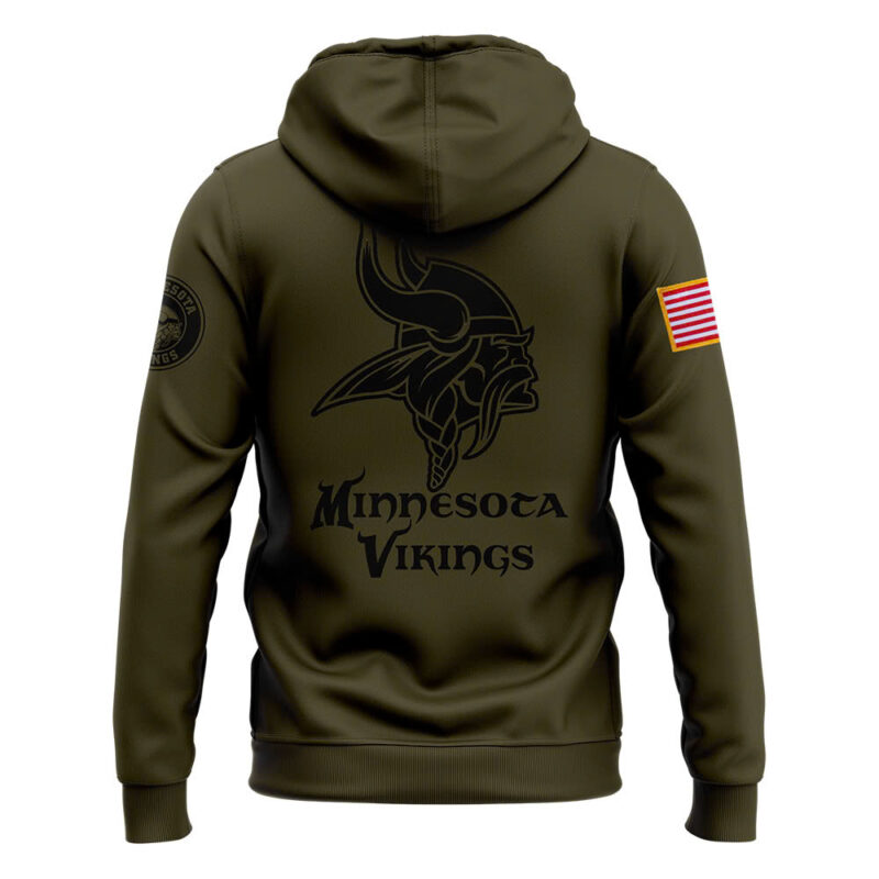 Men’s Minnesota Vikings Nike QNmo 2024 Salute to Service Club Fleece Pullover Hoodie - Image 3