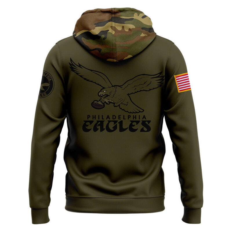 Men’s Philadelphia Eagles Nike Camo 2024 Salute to Service Club Fleece Pullover Hoodie V2 - Image 3