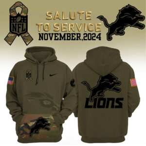 Women’s Detroit Lions Nike Camo 2024 Salute to Service Club Fleece Pullover Hoodie