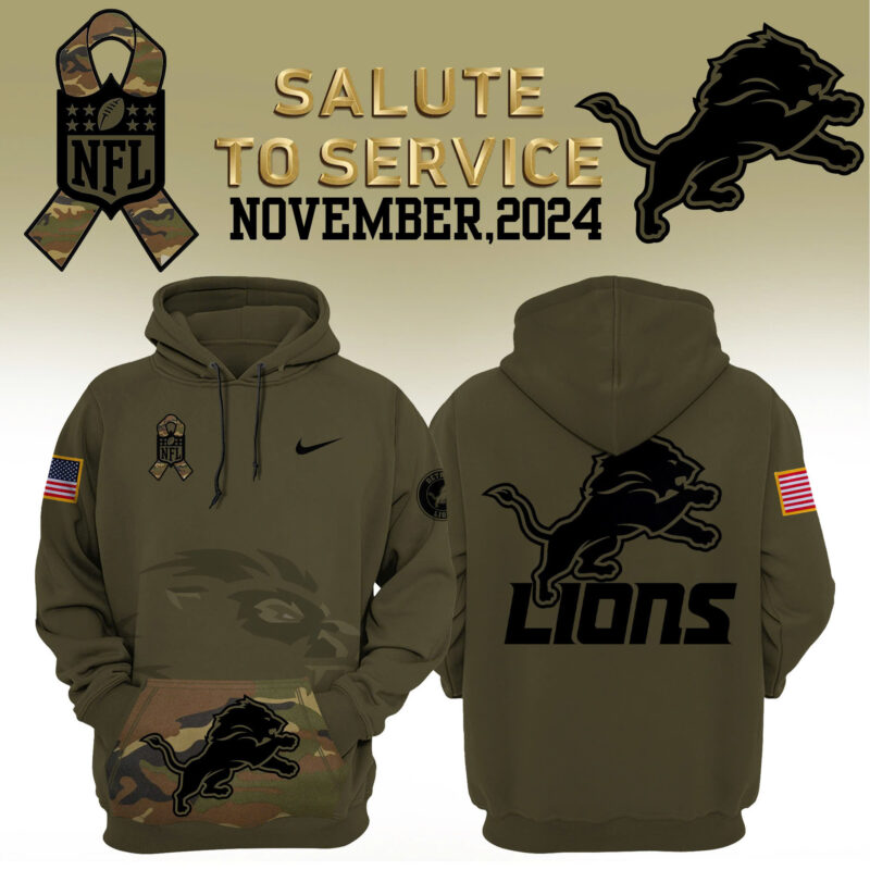 Women’s Detroit Lions Nike Camo 2024 Salute to Service Club Fleece Pullover Hoodie