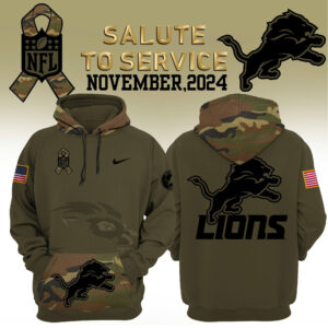 Women’s Detroit Lions Nike Camo 2024 Salute to Service Club Fleece Pullover Hoodie V2